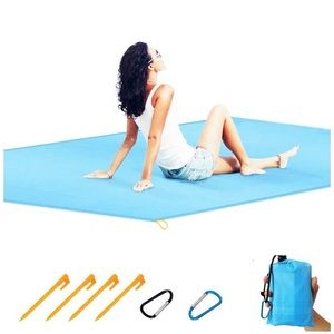 NEW - Huge Blue Beach Blanket With Anchors.